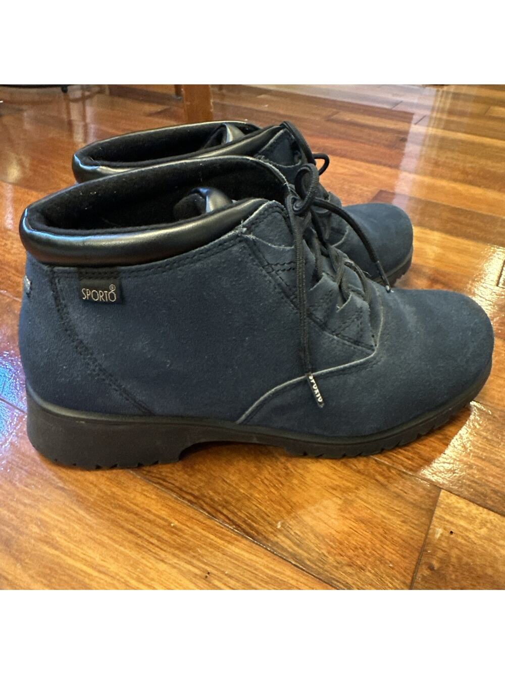 Sporto Insulated Suede Leather Ankle Boot 9.5W Wide Blue Waterproof